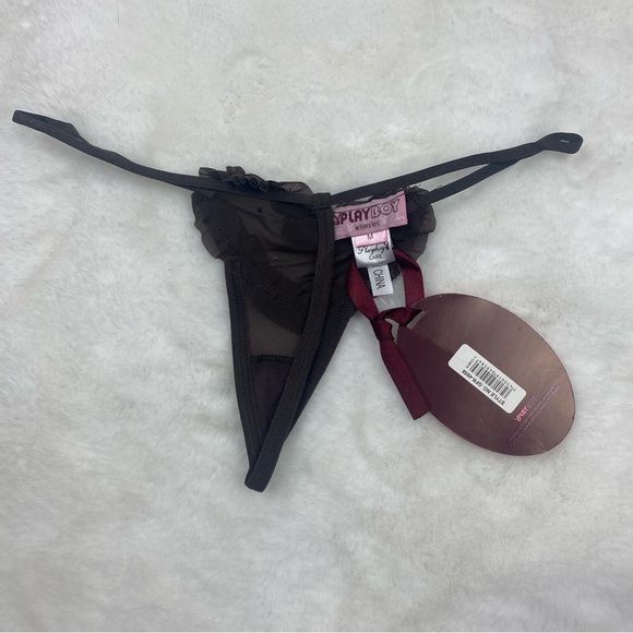 NWT Vintage PlayBoy Dark Brown Lace G-String - Picture 4 of 5